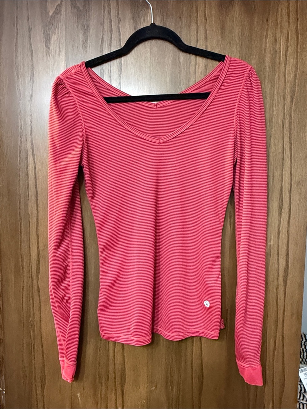 lululemon athletica Pink Long-Sleeve Ribbed V-Neck Top
